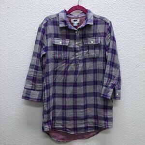Old Navy Purple Plaid Tunic Shirt Top Small 6/7